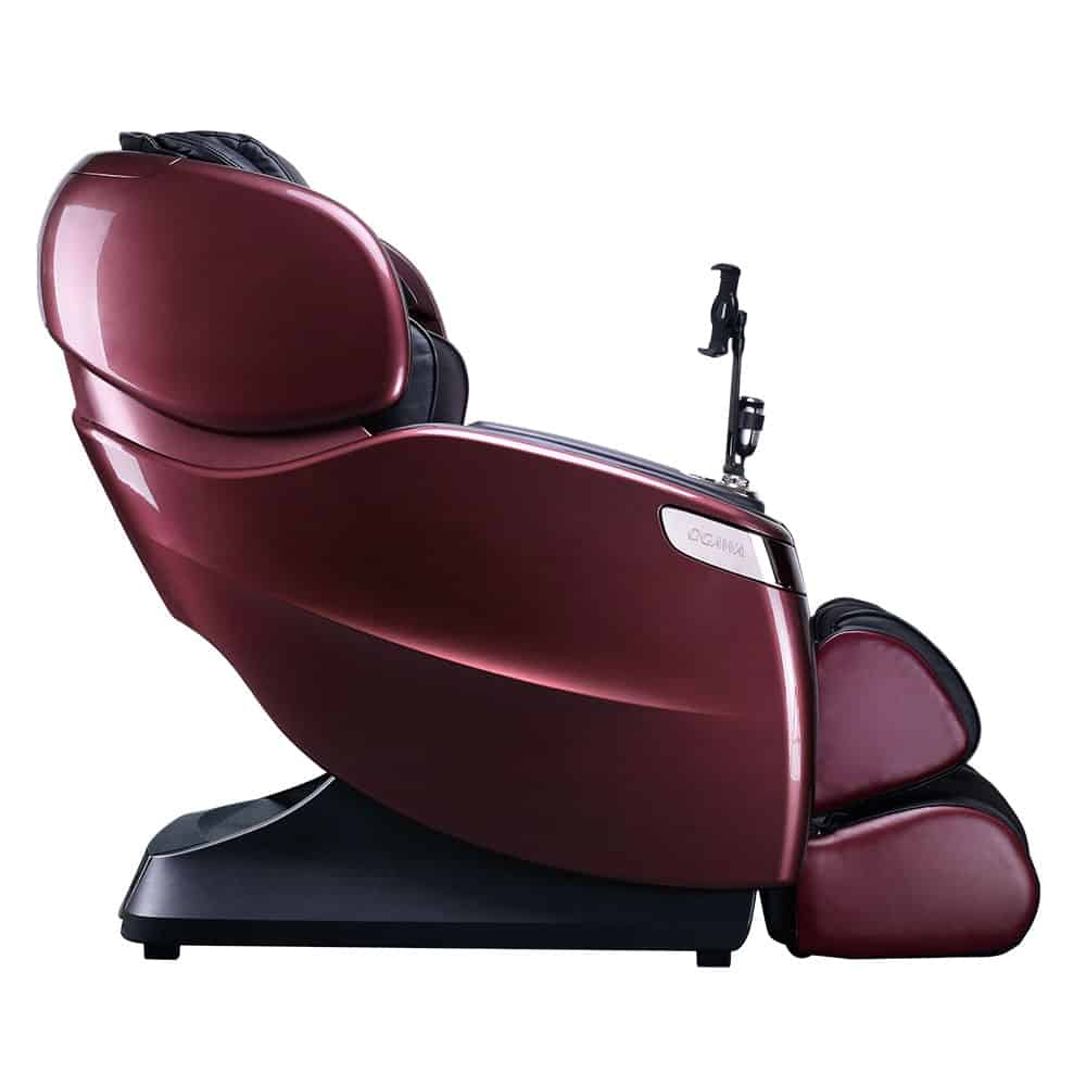 Burgundy massage chair on a white background