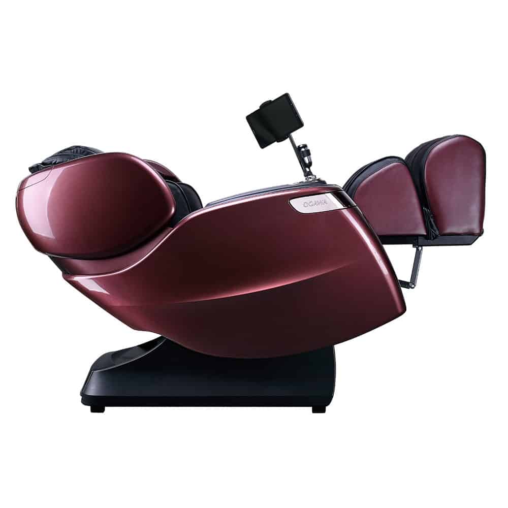 Burgundy-Black massage chair on a white background