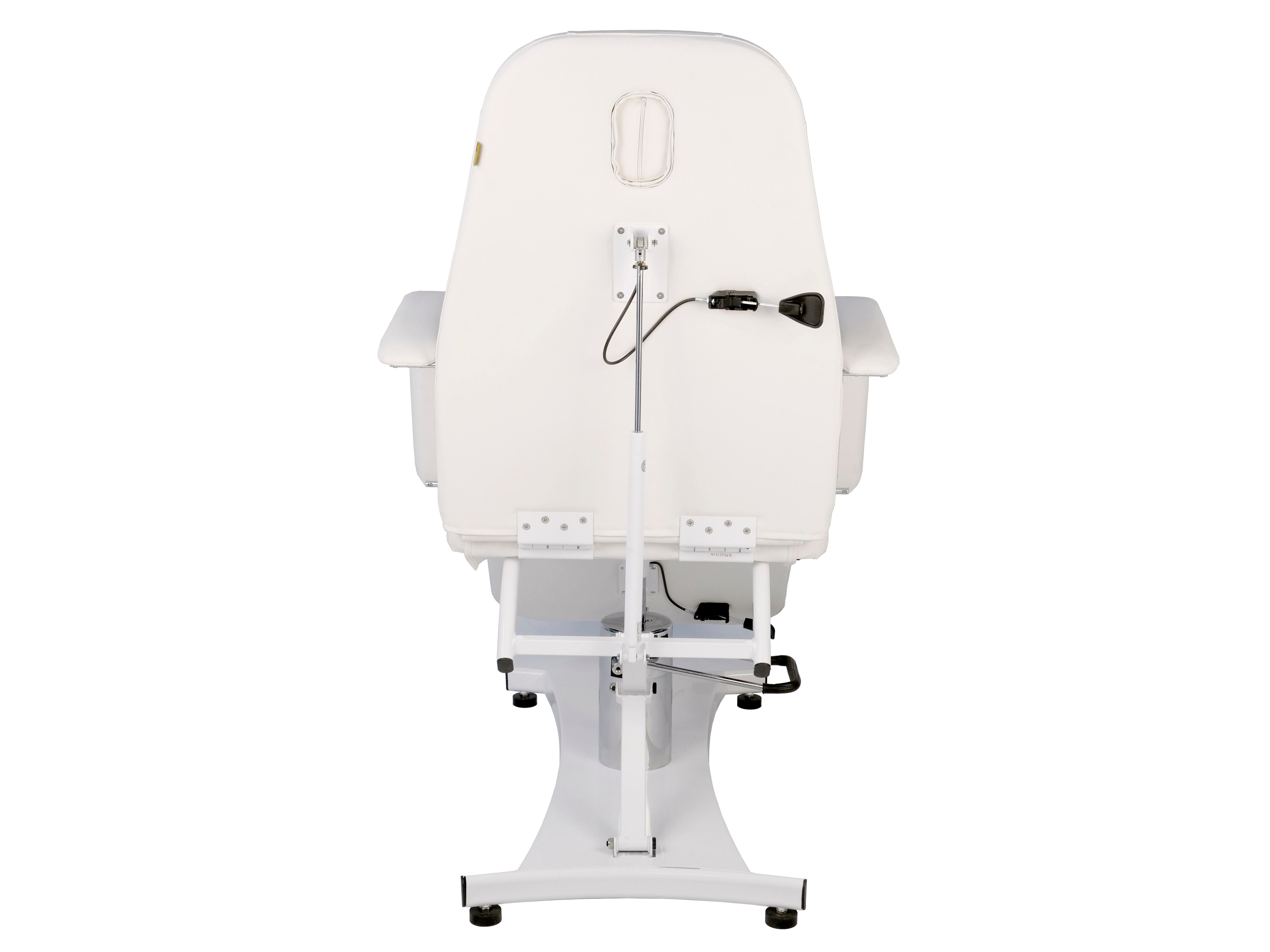 Silverfox America 2206A Hydraulic bed, rear view with power cord and adjustable base.