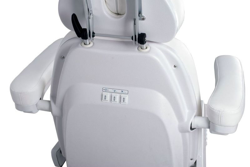 Back view of Silverfox America 2235D Electric Massage Table with control buttons and headrest.