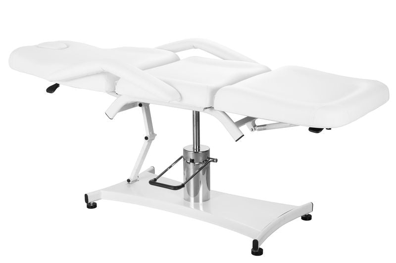 Silverfox America 2206A hydraulic bed with padded sections and sturdy metal base.