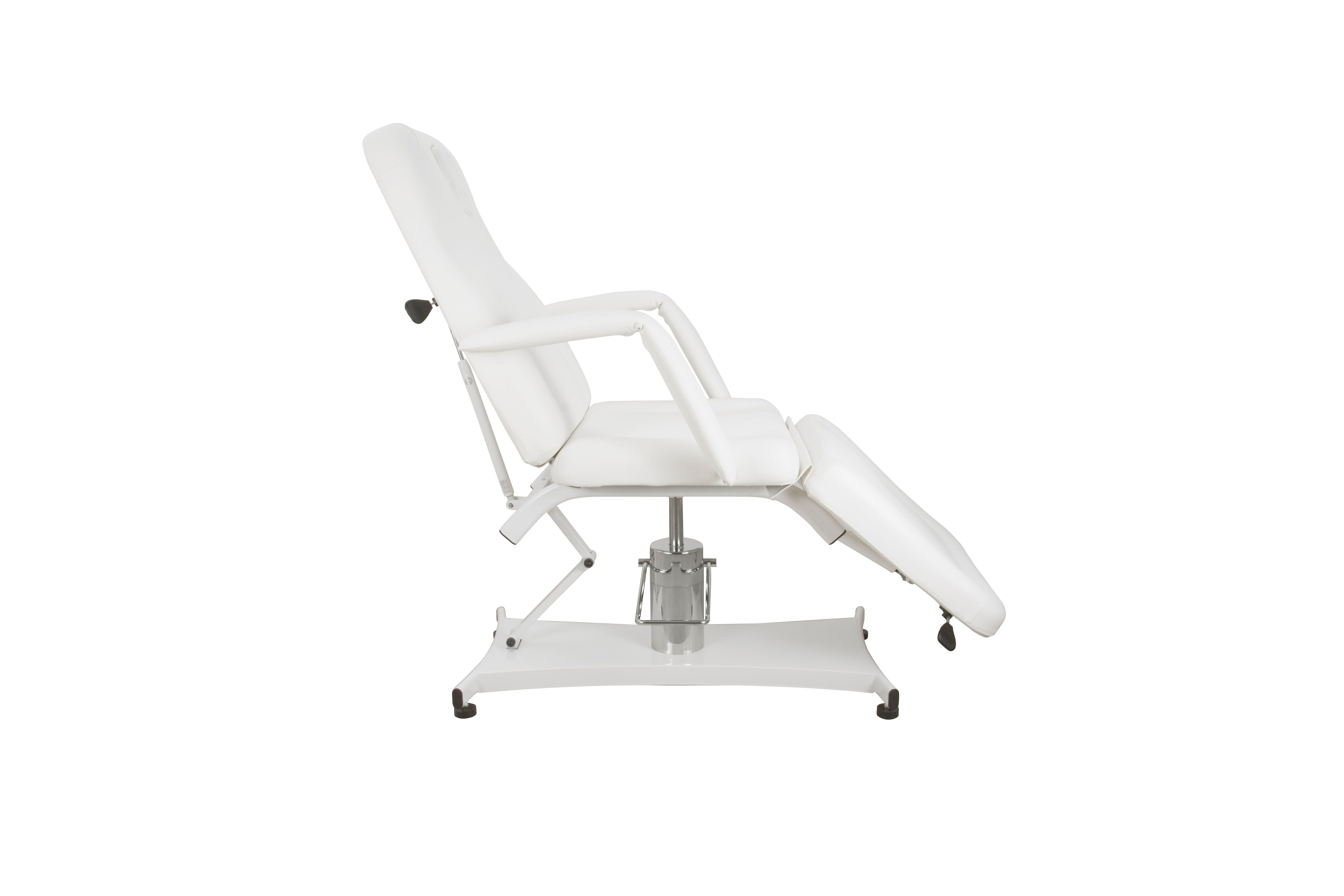 Silverfox America 2206A Hydraulic bed, adjustable with armrests, side view.
