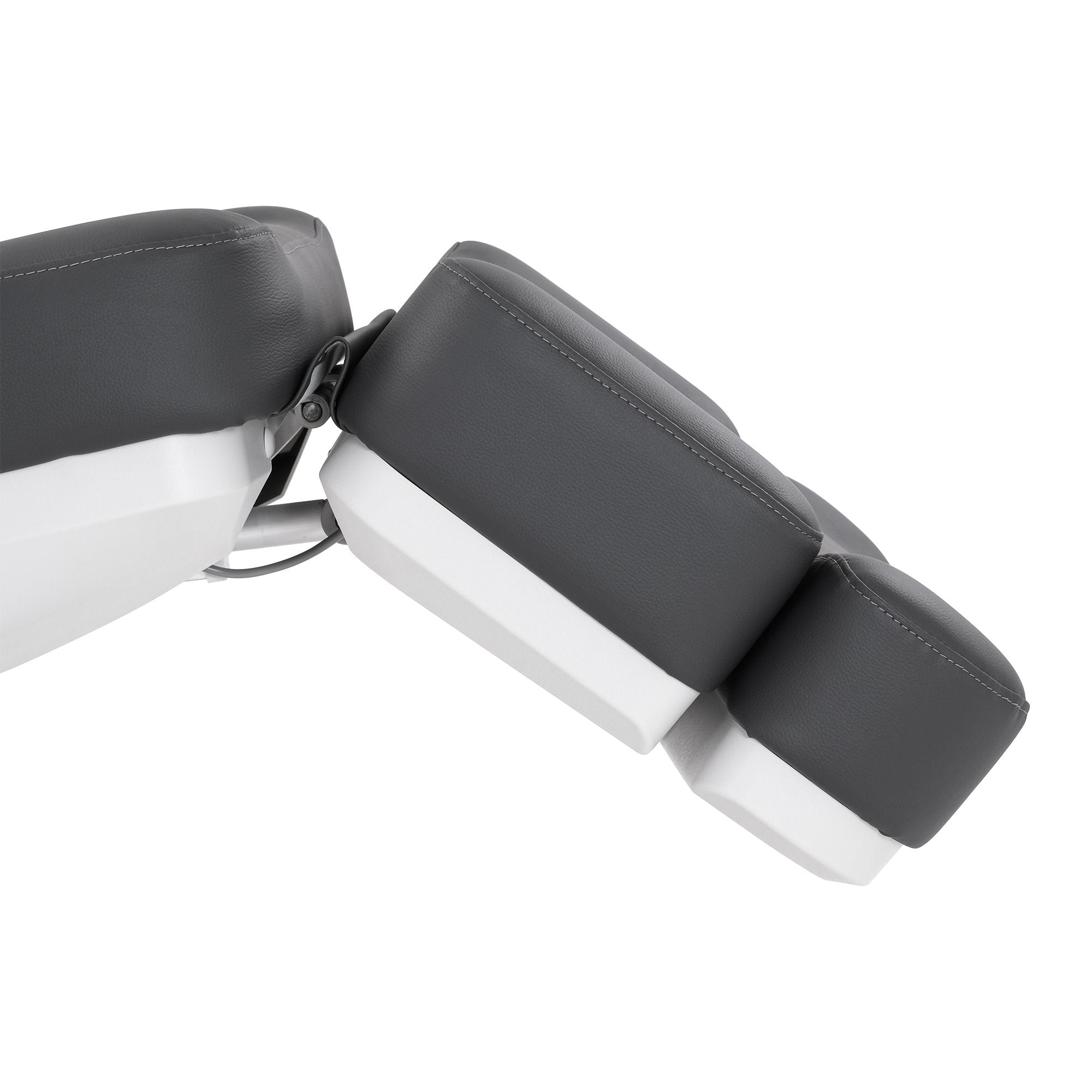 Close-up of padded adjustable armrest on the Silverfox America 2222BN Electric Massage Table.