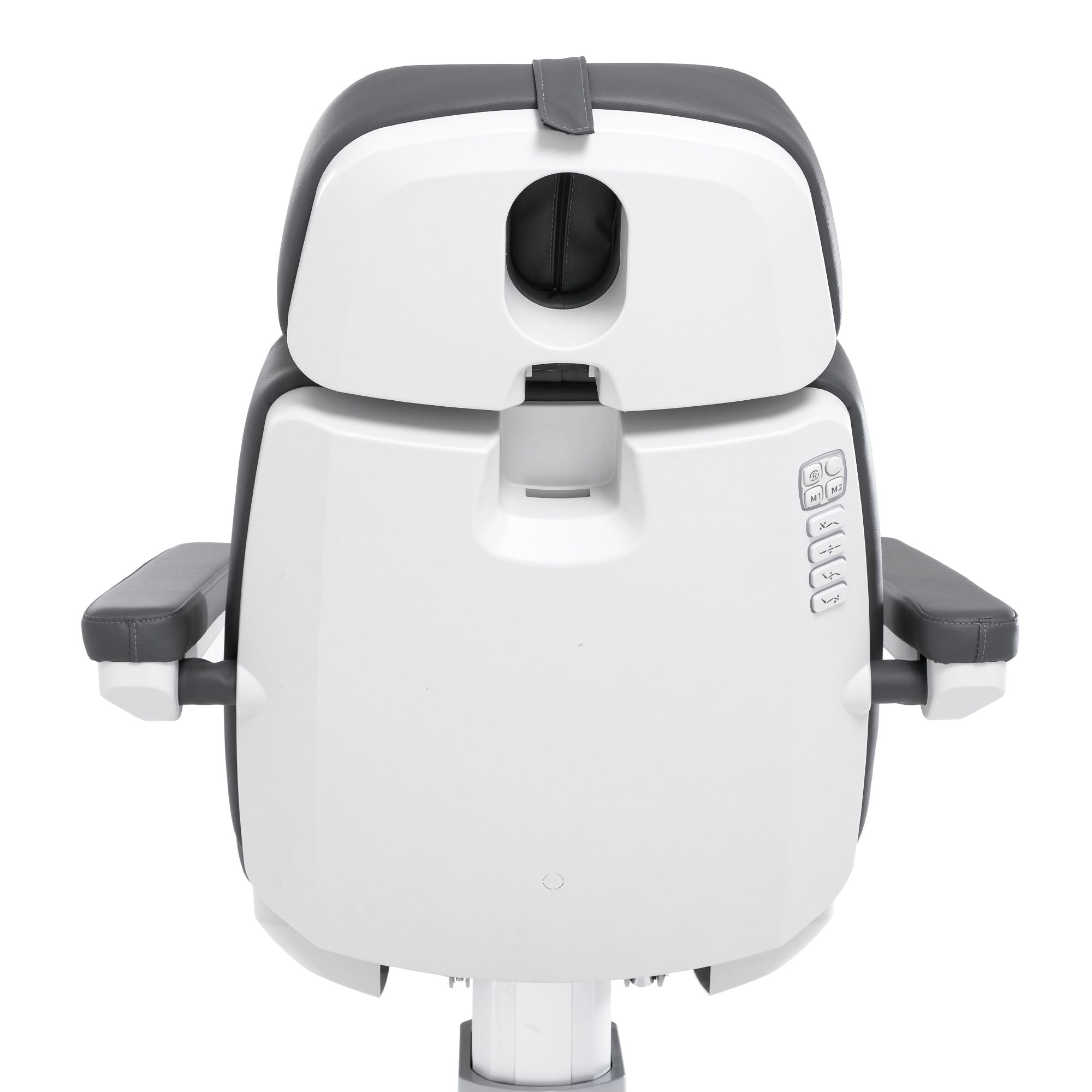 Back view of Silverfox America 2222BN Electric Massage Table with armrests and controls.