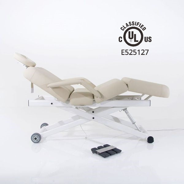 Silverfox America 2274B ADA electric massage bed with headrest, footrest & pedal controls.