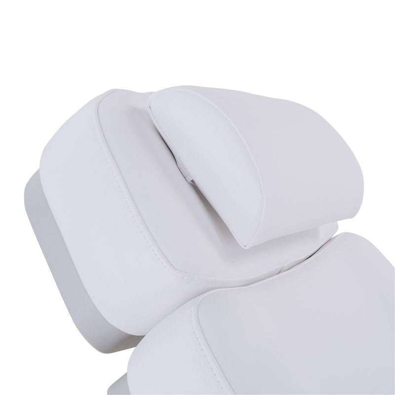 Close-up of white headrest and backrest on Silverfox America 2246BN Electric Massage Chair.