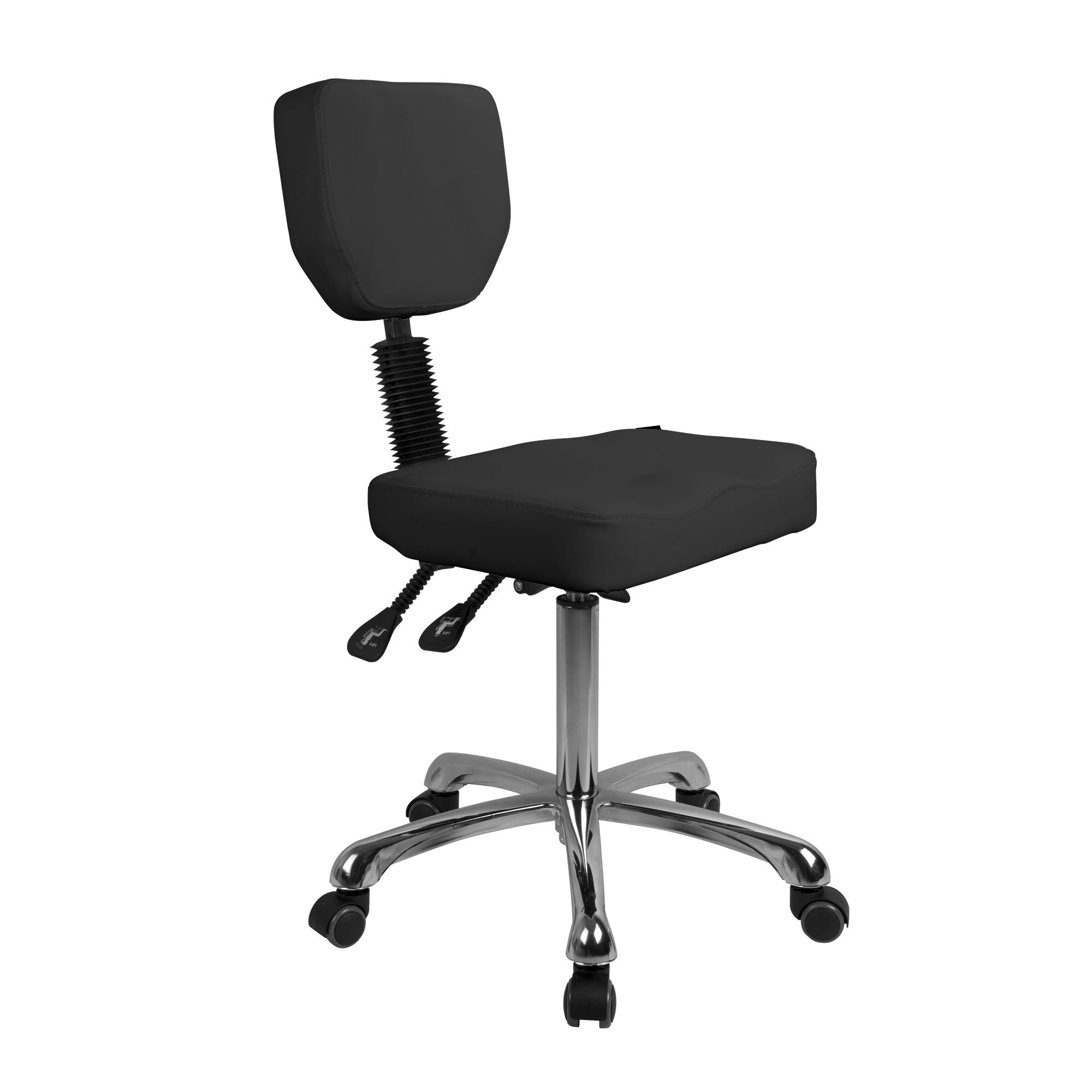 Silverfox America 1030 Stool with adjustable height and five-wheel chrome base.