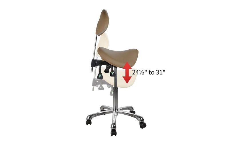 Side view of Silverfox America 1025 Stool with seat height range of 24½ to 31 inches.