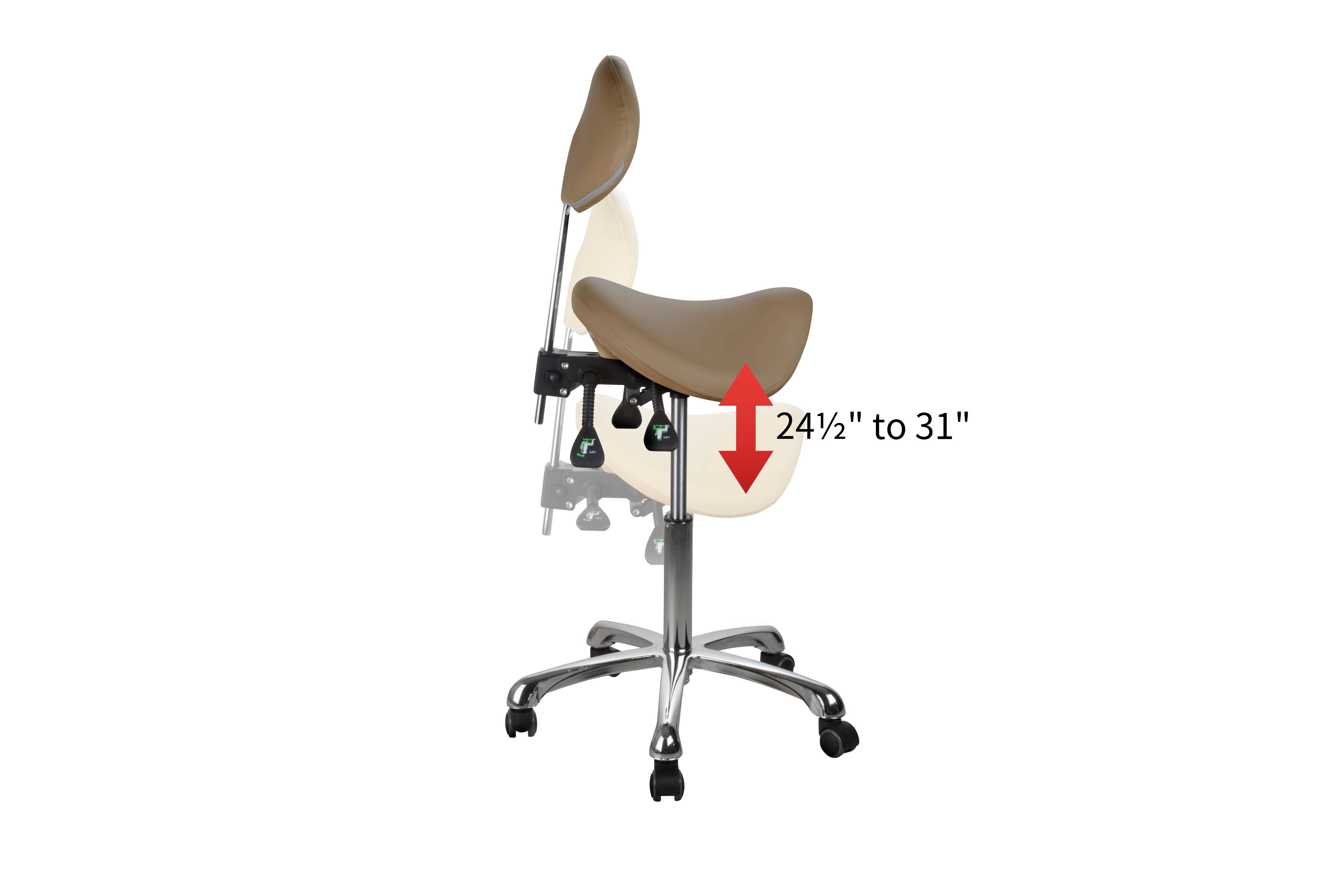 Side view of Silverfox America 1025 Stool with adjustable seat height from 24.5 to 31 inches.