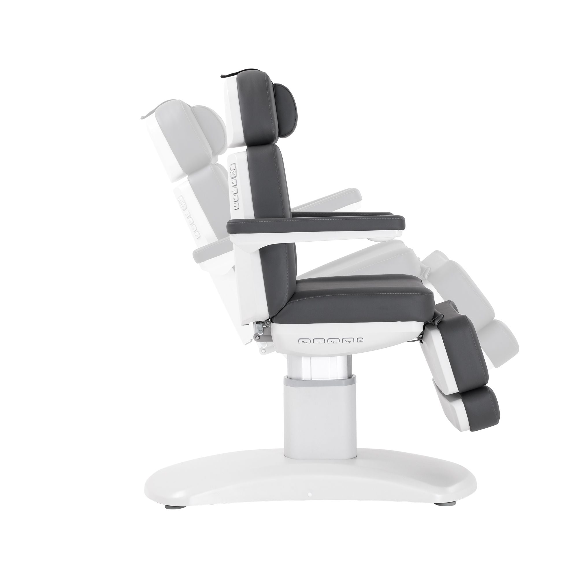 Silverfox America 2222BN Electric Massage Table in various reclined positions, side view.