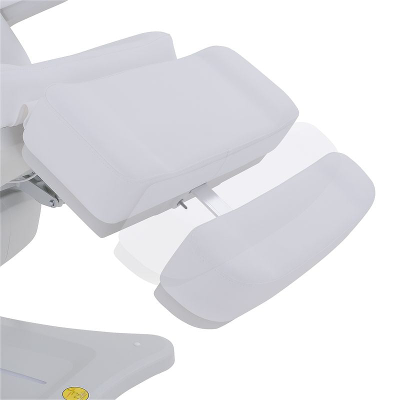 Silverfox America 2246BN electric massage chair with white padded leg rest, side view.