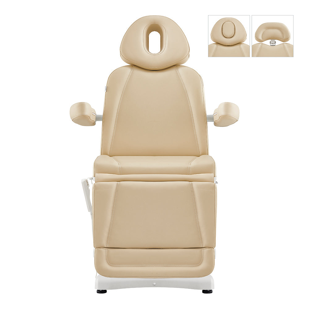 DIR Pavo FACIAL Beauty Bed & Chair in Beige, full electric with 4 motors, front view.