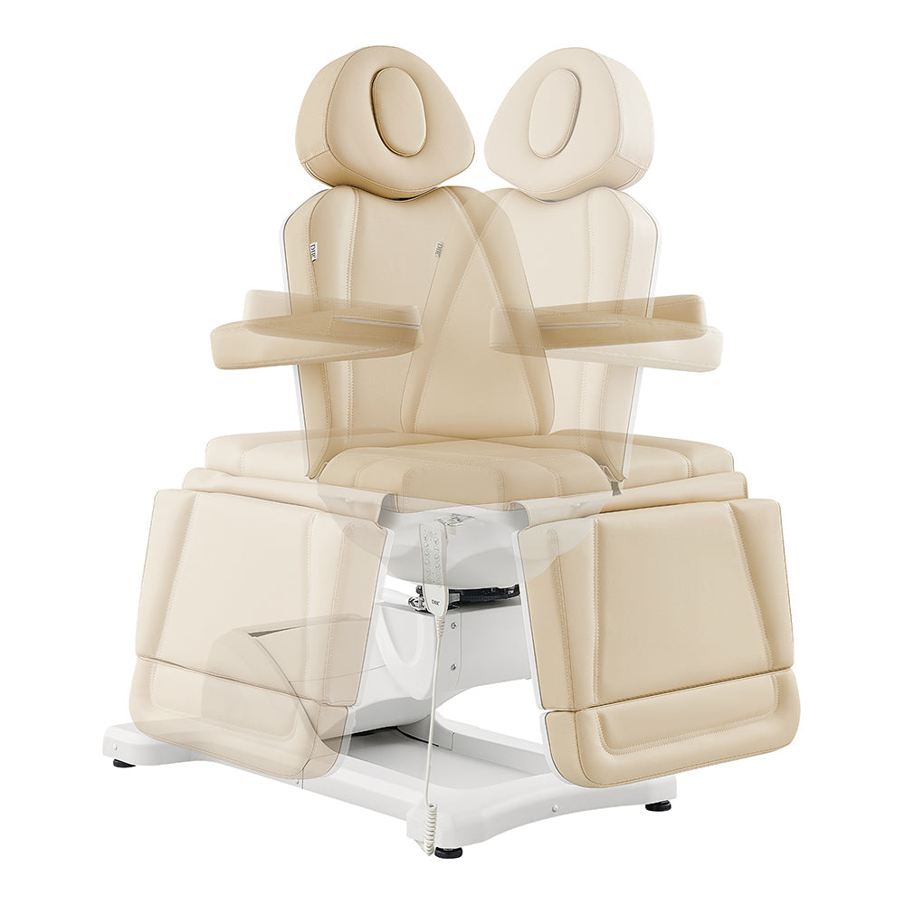 DIR Pavo FACIAL Beauty Bed & Chair in Beige, 4-motor electric, upright & reclined positions.