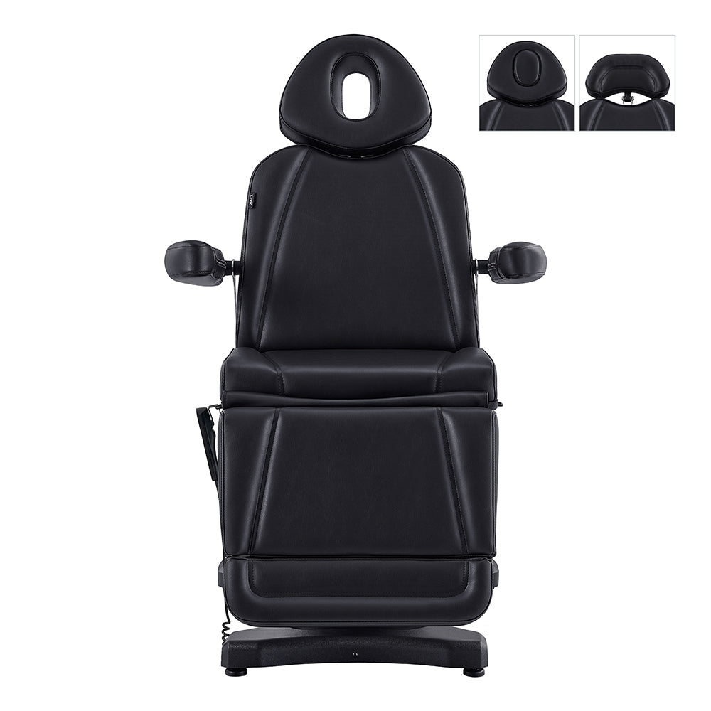 DIR Pavo FACIAL Beauty Bed & Chair in Black, 4-motor electric model, front view shown.