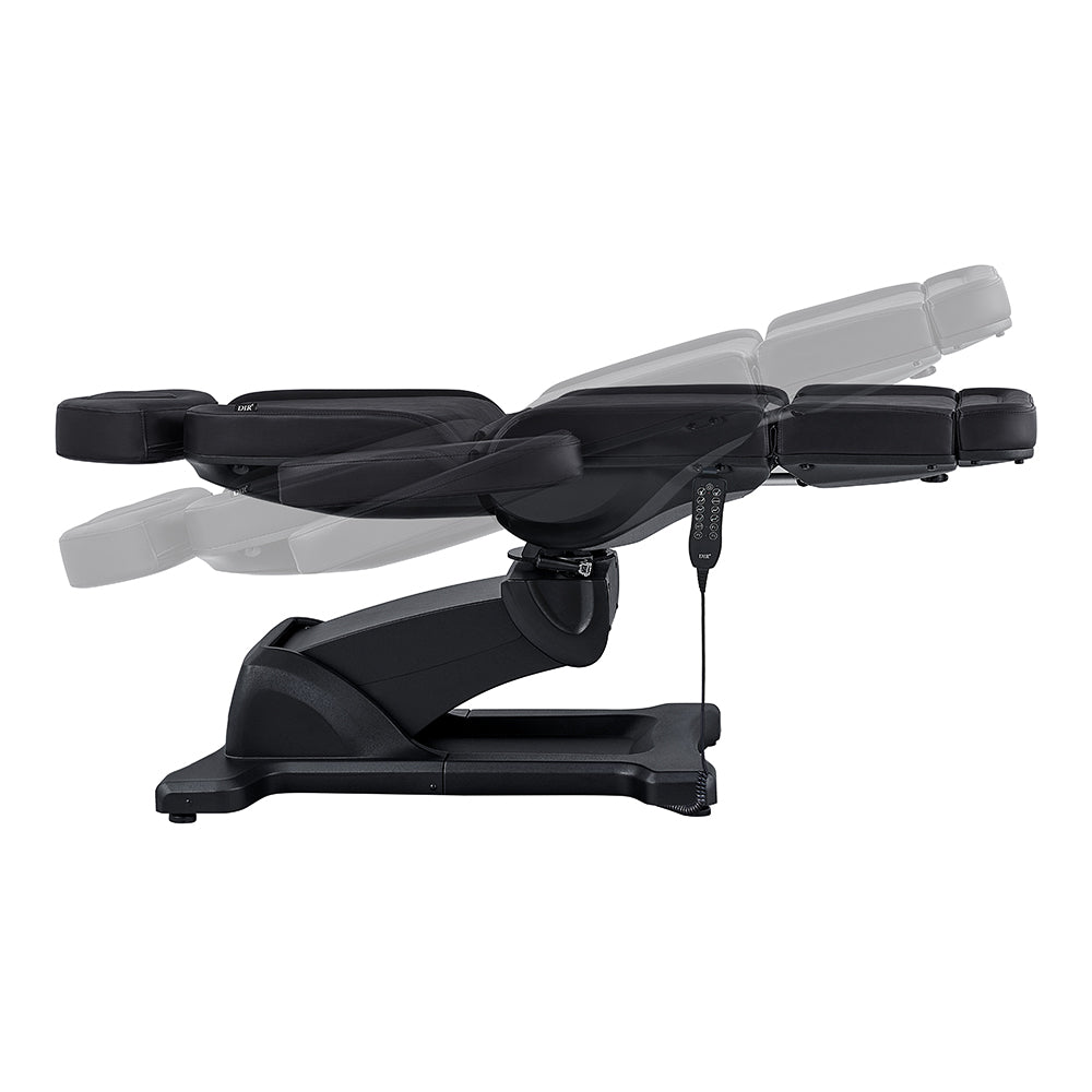 DIR Pavo FACIAL Beauty Bed & Chair in Black, 4-motor electric, side view reclined.