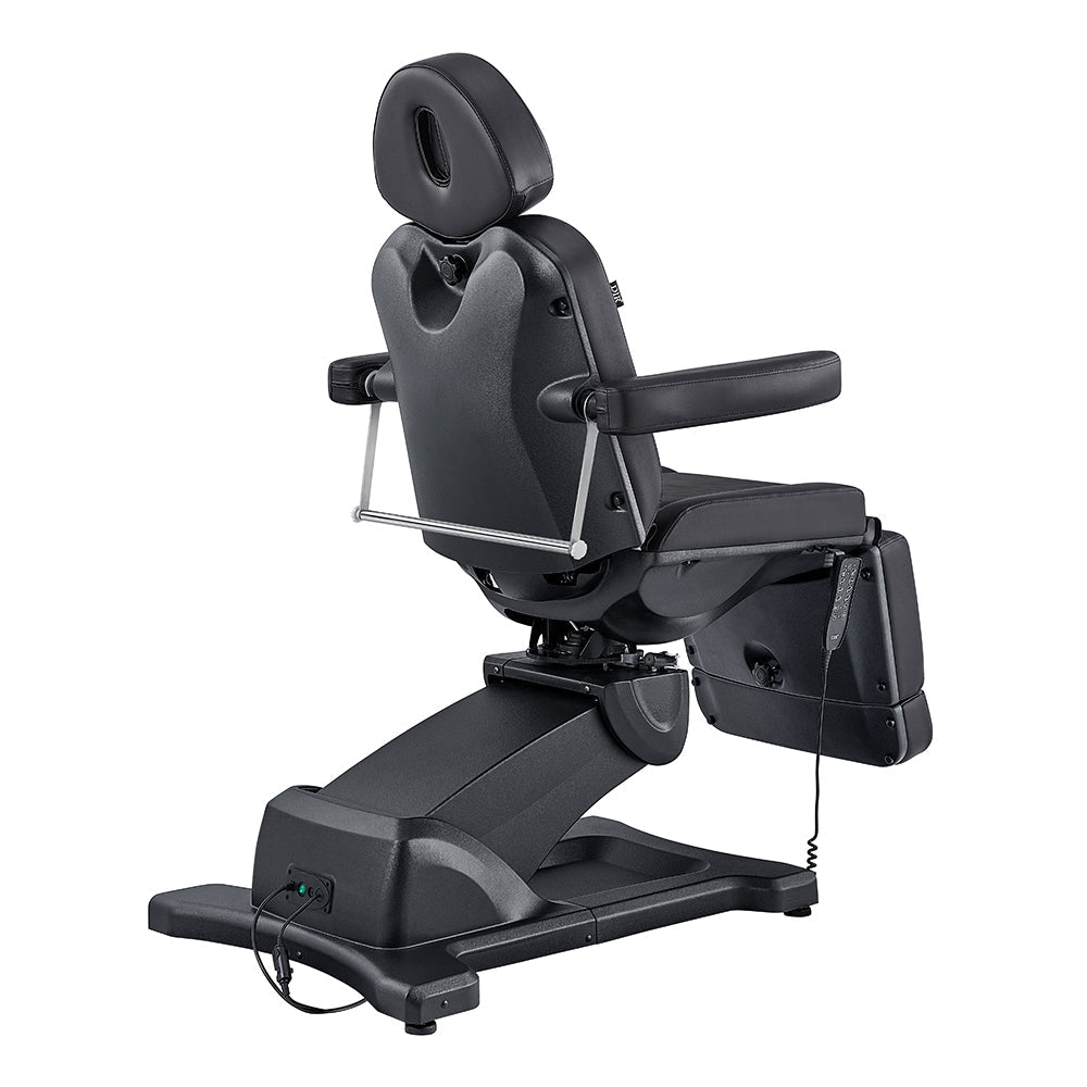 DIR Pavo FACIAL Beauty Bed & Chair in black with 4 motors, shown from the back.
