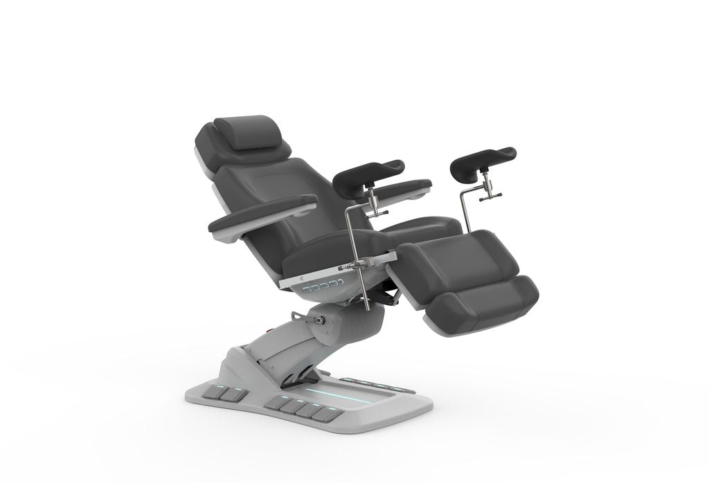 Silverfox America 2246EBNS electric massage chair with arm/leg supports and stirrups.