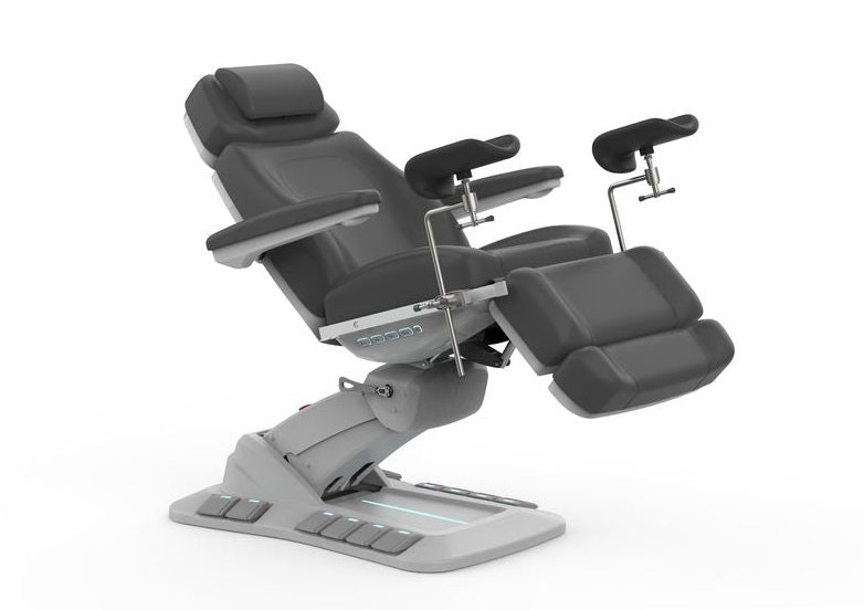Silverfox America 2246EBNS electric massage chair with stirrups on white background.