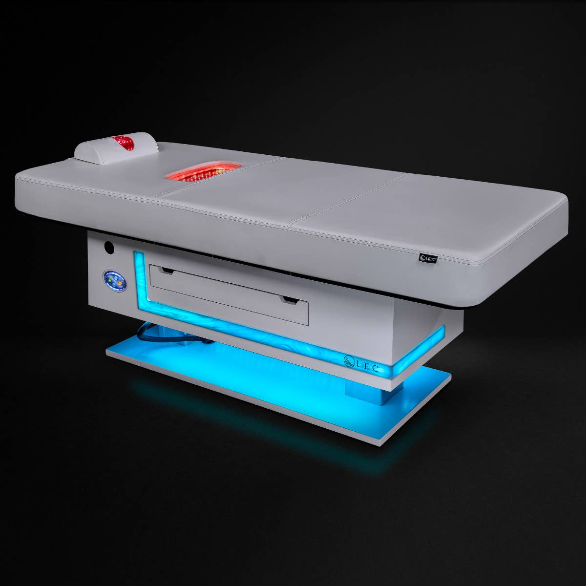 Living Earth Crafts RADIANCE PT LED therapy table with headrest, ideal for pain management.