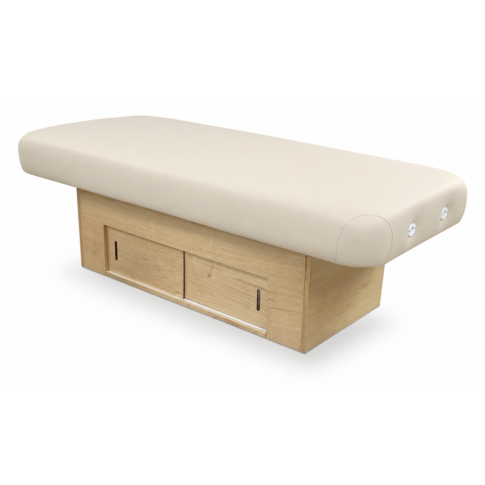Camel massage table with clear natural base on a white background