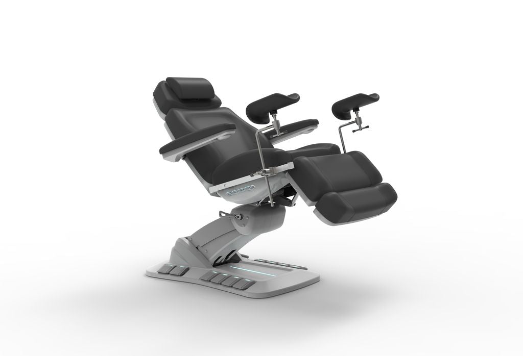 Silverfox America 2246EBNS Electric Massage Chair with stirrups on a white background.