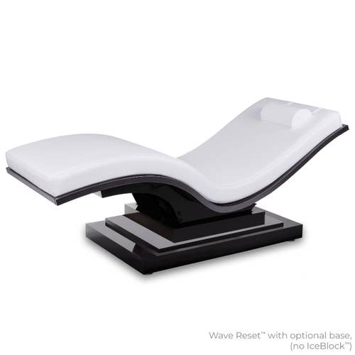 Living Earth Crafts WAVE RESET Lounger with 3 Step Base in modern white, curved design.