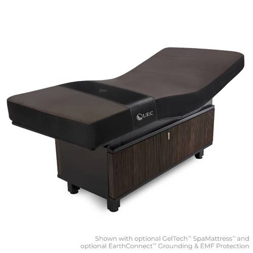 Living Earth Crafts INSIGNIA 2.0 WAVERLY table: plush, wood design, perfect for spa treatments.