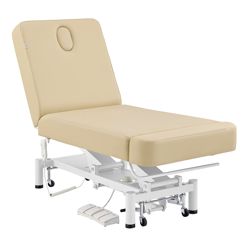 WellRelax Treatment Table DIR by DIR: beige, adjustable, face hole, sturdy metal base for comfort.