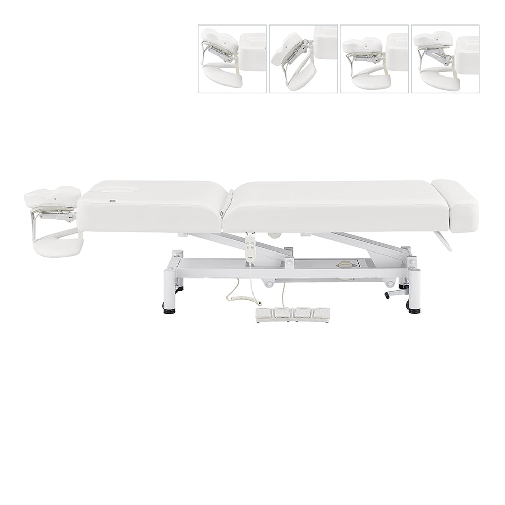 DIR WellRelax Treatment Table shown with adjustable face cradle in multiple positions.