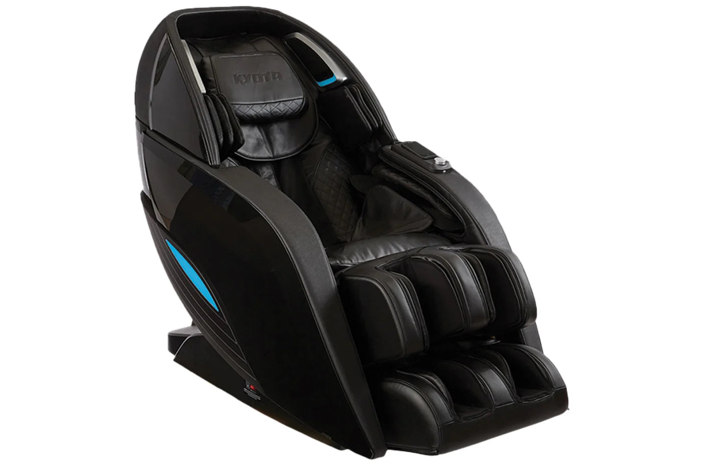 Kyota Yutaka M898 4D chair: padded cushions, blue LEDs, calf & foot massage.