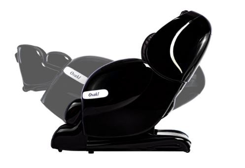 Osaki OS-MONARCH electric massage chair in black, shown reclined in zero gravity mode.
