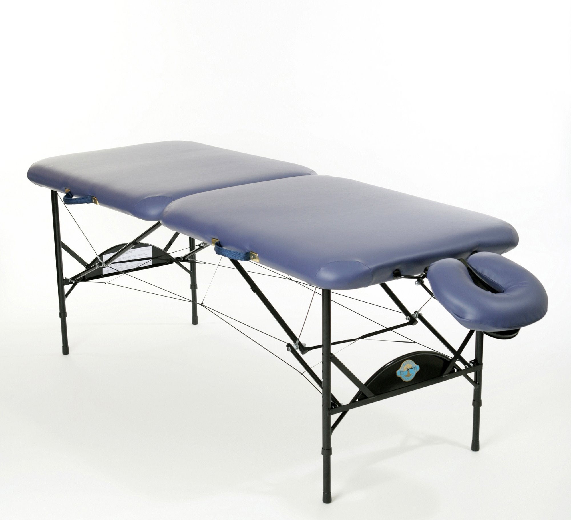 Pisces Pro NEW WAVE II Lite blue massage table with face cradle on a white background.