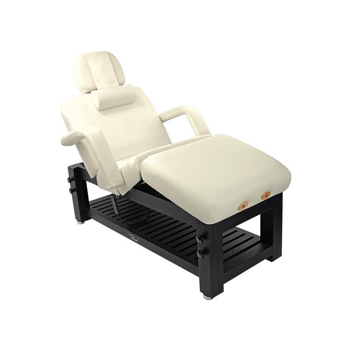 Comfort Soul DENALI ELITE spa table: adjustable white, padded backrest/footrest, black frame.
