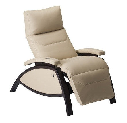 Living Earth Crafts ZG DREAM Lounger: beige spa recliner with cushioned seat and dark wood frame.