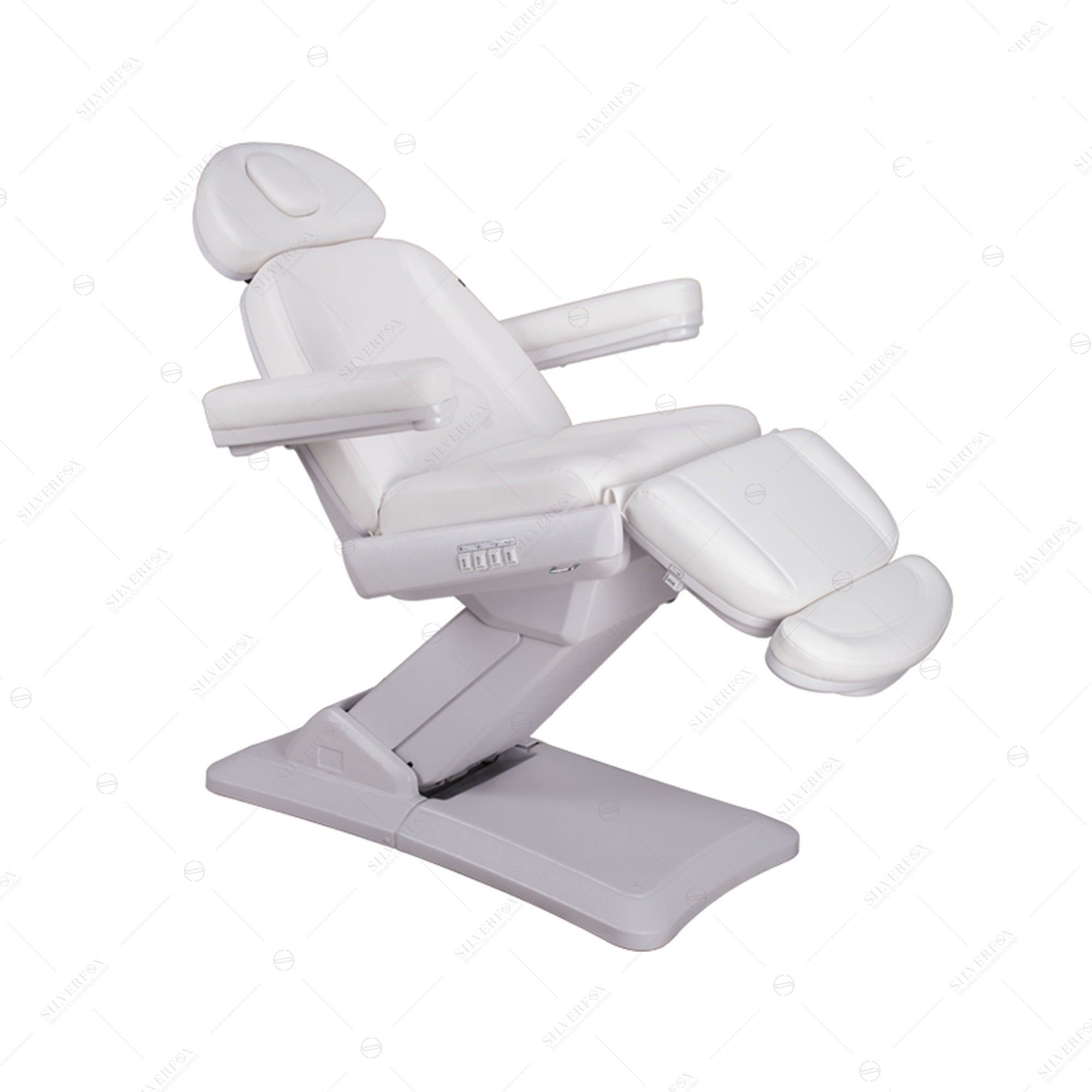Silverfox America 2235D electric massage table with padded armrests, leg support, and sturdy base.