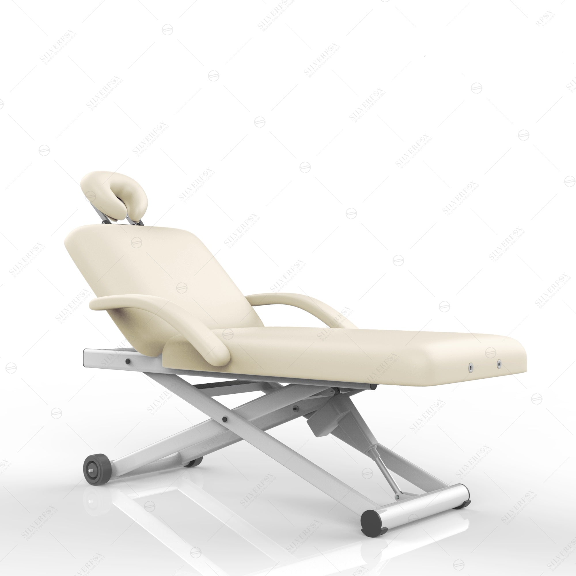 Silverfox America 2274A Electric Massage Chair with headrest, adjustable backrest, beige color.