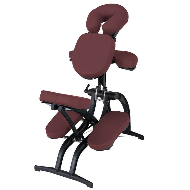 EarthLite AVILA II portable massage chair with ergonomic design, adjustable headrest, and armrest.