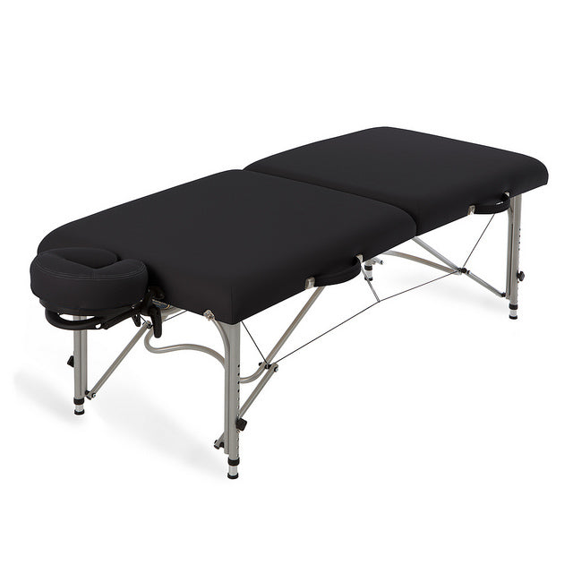 EarthLite LUNA Portable Massage Table with face cradle and Reiki-ready aluminum frame.