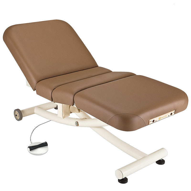 EarthLite ELLORA VISTA FULL ELECTRIC SALON Table with metal frame and foot pedal.