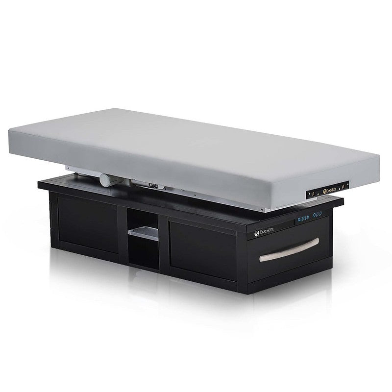 The EarthLite EVEREST ECLIPSE Massage Table features storage drawers and electronic controls.