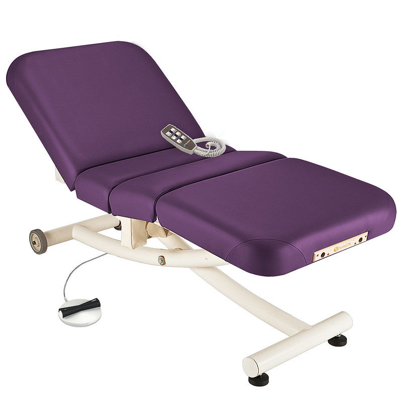 EarthLite Ellora Vista full electric salon table with remote on a white base.