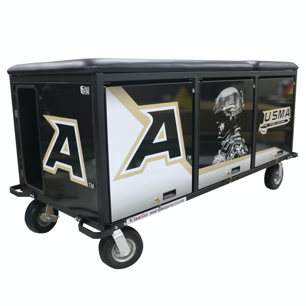 PHS Medical 6' PRO SmartCart, heavy-duty black steel with large A logo and soldier graphic.