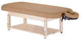 Beige EarthLite SEDONA FLAT Stationary Massage Table with Shelf Base
