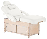 White Earthlite SEDONA SALON Pneumatic Stationary Massage Table with Cabinet Base