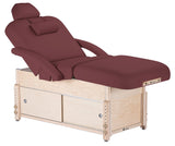 Burgundy Earthlite SEDONA SALON Pneumatic Stationary Massage Table with Cabinet Base