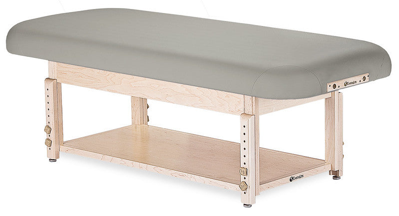 EarthLite SEDONA FLAT Massage Table: padded, hardwood frame, with shelf underneath.