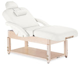 White Earthlite SEDONA SALON Pneumatic Stationary Massage Table with Shelf Base