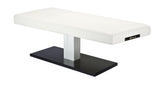 White EarthLite EVEREST SPA FLAT Single Pedestal Electric Lift Table
