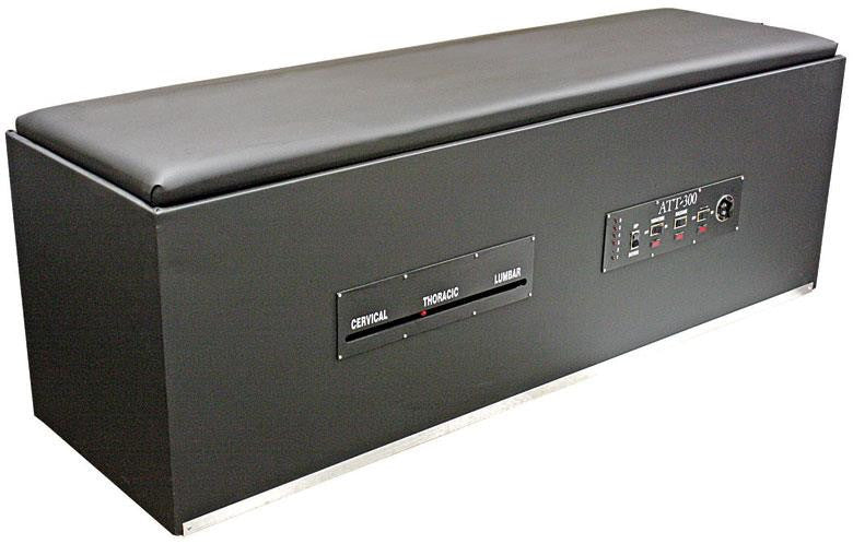 PHS Chiropractic Att-300 Roller Massage Table with labeled control panels and side switches.