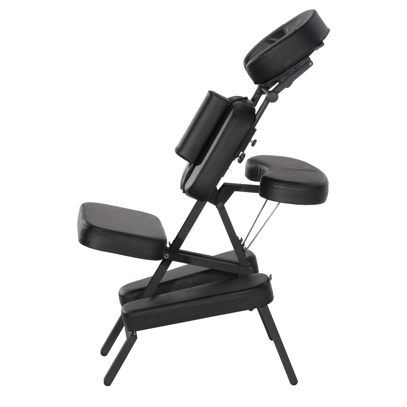 Master Massage APOLLO XXL portable massage chair, adjustable pads, heavy-duty frame, side view.